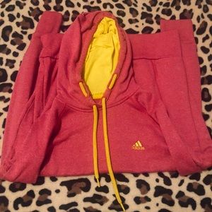 adidas’s hoodie. pink and yellow. size medium